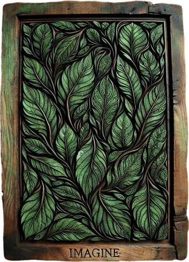 A mystical rectangle fantasy board with leaves.