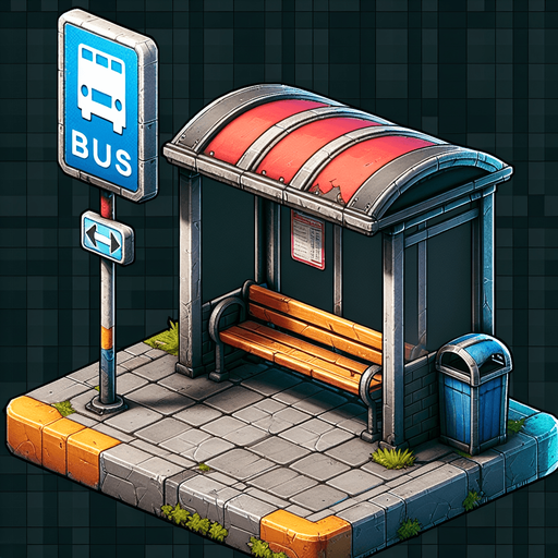 Bus stop.
Single Game Texture.  In-Game asset.  High contrast.  No shadows
