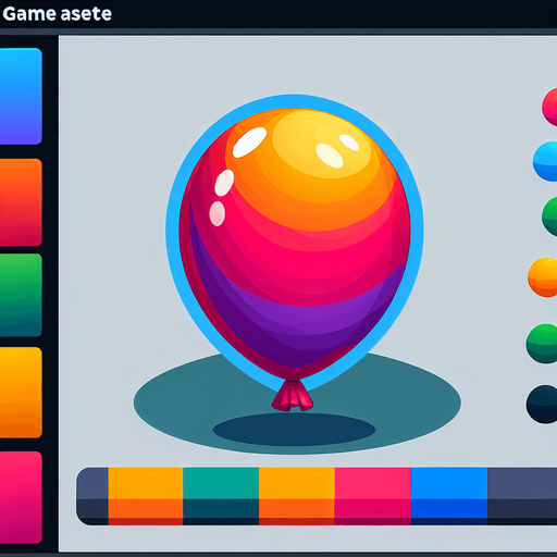 Colorful balloon without background.
Single Game Texture.  In-Game asset.  2d.  Blank background.  High contrast.  No shadows