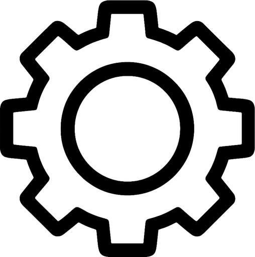 A settings button I can without any background it’s a gear.
In-Game asset.  2d.  High contrast.  No shadows