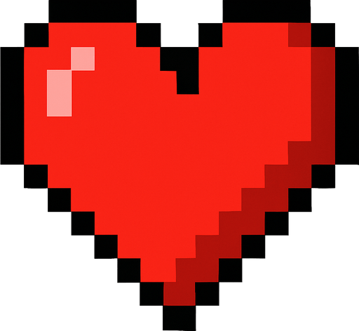Piksel kalp.
In-Game asset.  2d.  High contrast.  No shadows