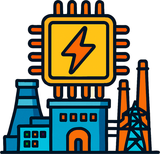 chip de energia gigante es el nucleo de una central electrica.
In-Game asset.  2d.  High contrast.  No shadows