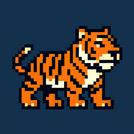 Tiger 8 bit.
In-Game asset.  2d.  High contrast.  No shadows