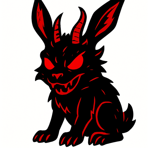 demon rabbit with red eyes.
In-Game asset.  2d.  High contrast.  No shadows