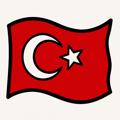 rüzgarın yönüne doğru değişen bir dalgalanan türk bayrağı resmi.
In-Game asset.  2d.  High contrast.  No shadows