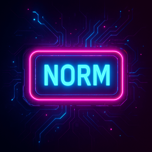 neon cyberpunk glowing NORM button blue pink futuristic videogame
