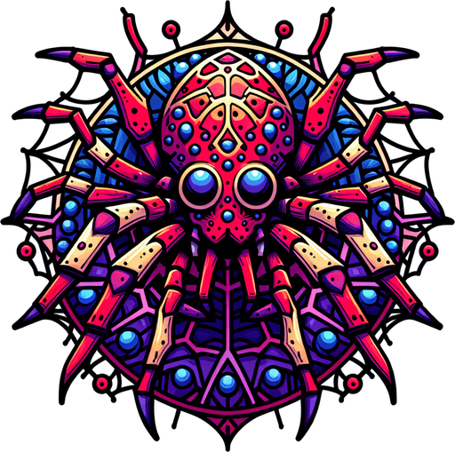 colored spider.
Single Game Texture.  In-Game asset.  2d.  Blank background.  High contrast.  No shadows