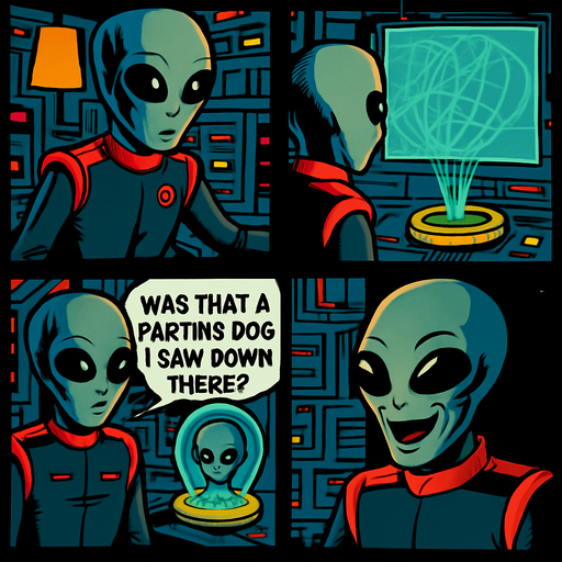 Make alien in 4th panel laugh