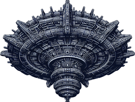 Alien Mothership.
2d.  Blank background.  High contrast.  No shadows