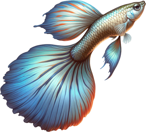 A realistic gupyfish swiming to the right.
Single Game Texture. In-Game asset. 2d. Blank background. High contrast. No shadows.