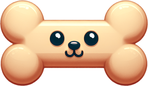 a cute looking dog toy shaped like a bone..
Single Game Texture. In-Game asset. 2d. Blank background. High contrast. No shadows.