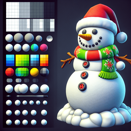 a christmas snow man. plastic style. Single Game Texture. In-Game asset. 2d. Blank background. High contrast. No shadows.