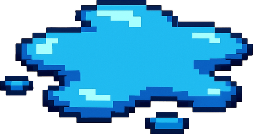 pixel art 2D puddle.
In-Game asset.  2d.  High contrast.  No shadows