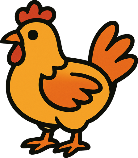 Chicken.
In-Game asset.  2d.  High contrast.  No shadows