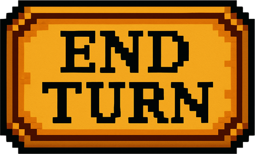 End turn button fark souls style 2d pixel art.
In-Game asset.  2d.  High contrast.  No shadows