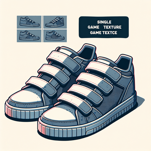 Velcro sneakers.
Single Game Texture.  In-Game asset.  2d.  Blank background.  High contrast.  No shadows