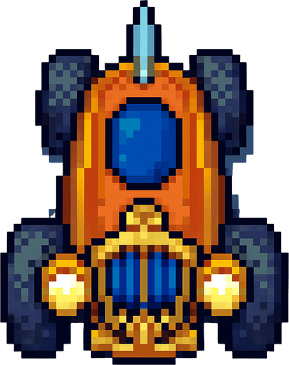 pixel art fantasy car bird's eye view.
In-Game asset.  2d.  High contrast.  No shadows