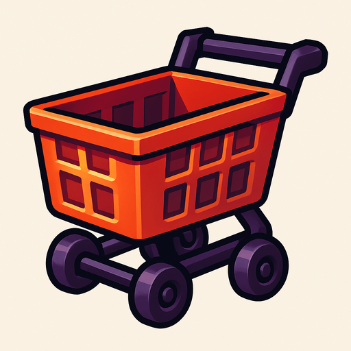 Bir 3d sepet ama tekerlekli market sepeti.
In-Game asset.  2d.  High contrast.  No shadows