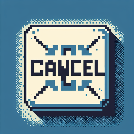 The word "Cancel".
Single Game Texture. In-Game asset. 2d. Blank background. High contrast. No shadows.