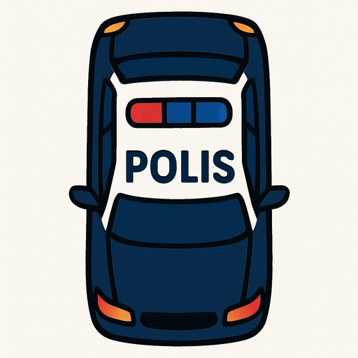 Polis arabası kuş bakışı.
In-Game asset.  2d.  High contrast.  No shadows
