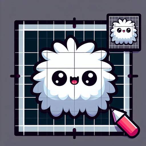 fluffy square monster cutie.
Single Game Texture.  In-Game asset.  2d.  Blank background.  High contrast.  No shadows