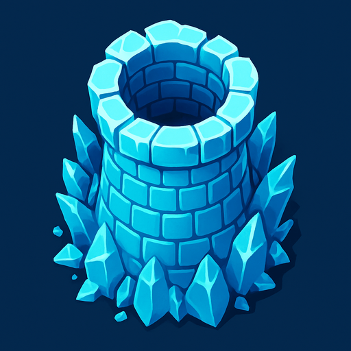 torre de hielo desde arriba.
In-Game asset.  2d.  High contrast.  No shadows