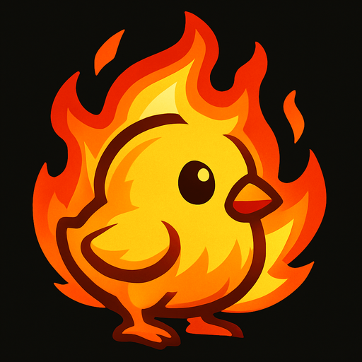 ateş civcivi.
In-Game asset.  2d.  High contrast.  No shadows