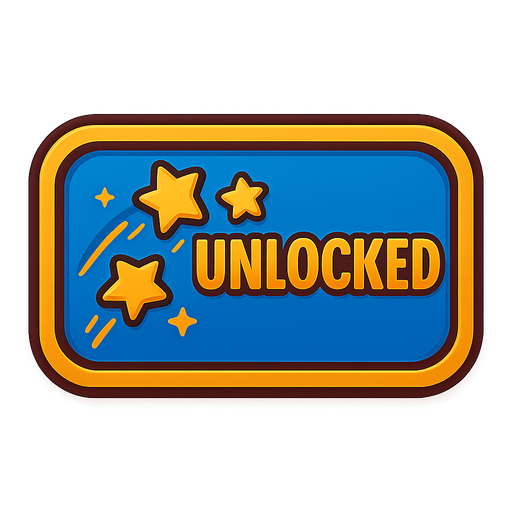 Shooting stars unlocked button.
In-Game asset.  2d.  High contrast.  No shadows