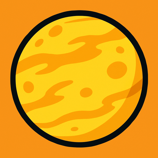 yellow planet.
In-Game asset.  2d.  High contrast.  No shadows