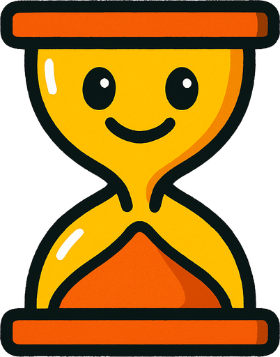 Sand clock smile face.
In-Game asset.  2d.  High contrast.  No shadows. Cartoon. Cartoon