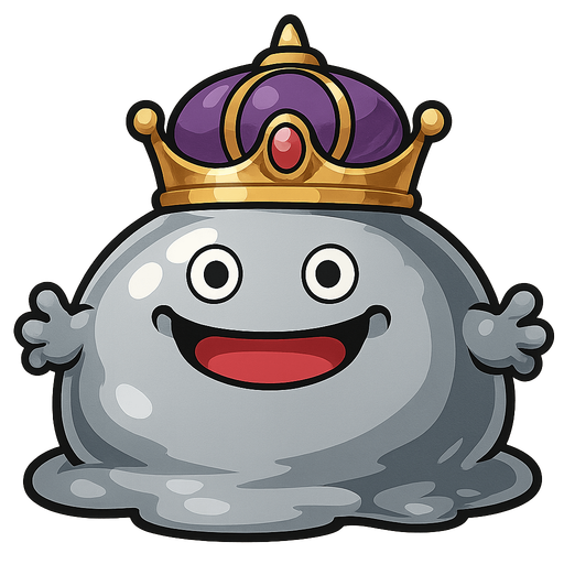 picture of a cute massive enemy king metal slime monster inspired by dragon quest and ragnarok online..
In-Game asset.  2d.  High contrast.  No shadows