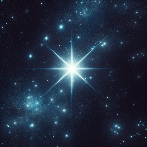 A star shines brightly in the night sky.