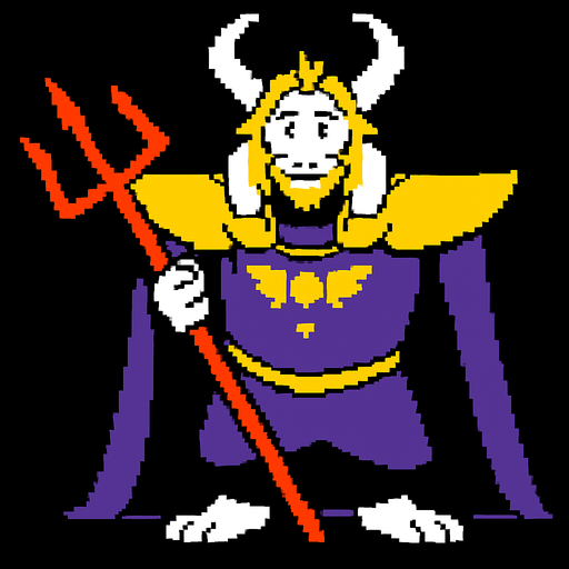Asgore Undertale.
In-Game asset.  2d.  High contrast.  No shadows