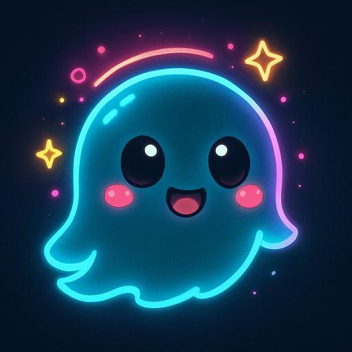 Kawaii neon ghost spirit creature style of Pokémon