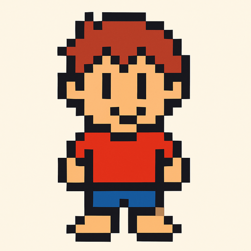 pixel art kid.
In-Game asset.  2d.  High contrast.  No shadows