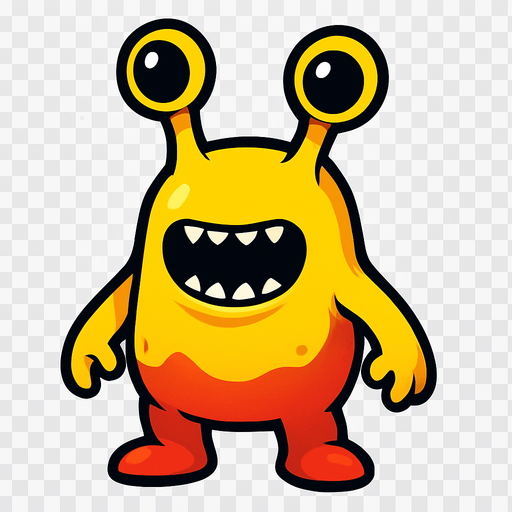 Yellow or red or both Alien transparent background.
In-Game asset.  2d.  High contrast.  No shadows