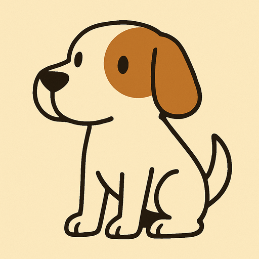White dog with brown patch on eyes professor Layton game style.
In-Game asset.  2d.  High contrast.  No shadows