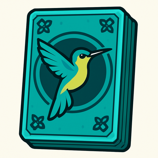 Turquoise Card Packet with a Hummingbird in the center.
In-Game asset.  2d.  High contrast.  No shadows