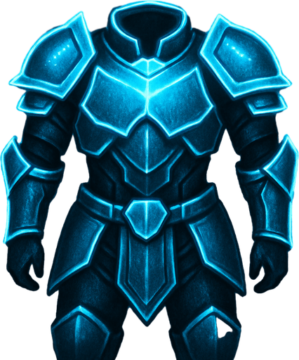Armor light blue neon.
In-Game asset.  2d.  High contrast.