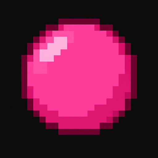 pixel art pink circle.
In-Game asset.  2d.  High contrast.  No shadows
