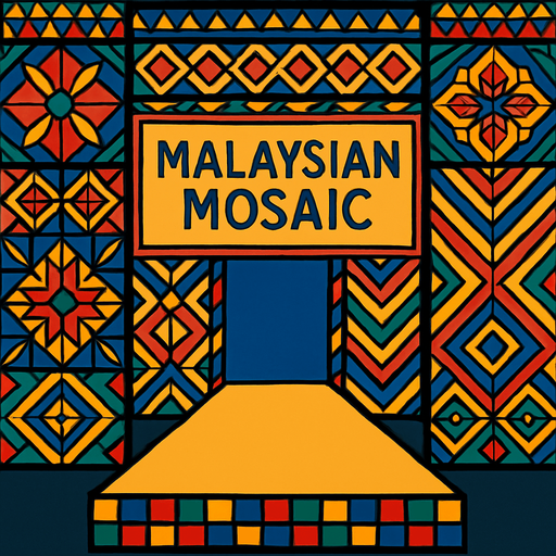 Design the background of Malaysian Mosaic like fashion show.
High contrast.  No shadows