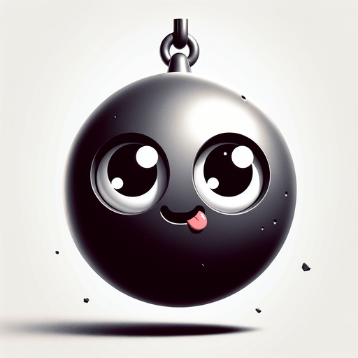 Wrecking Ball with eyes, cartoon style..
Single Game Texture. In-Game asset. 2d. Blank background. High contrast. No shadows.