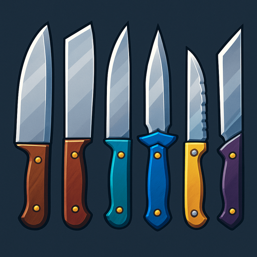 Pack of different knives.
In-Game asset.  High contrast.  No shadows. 3D