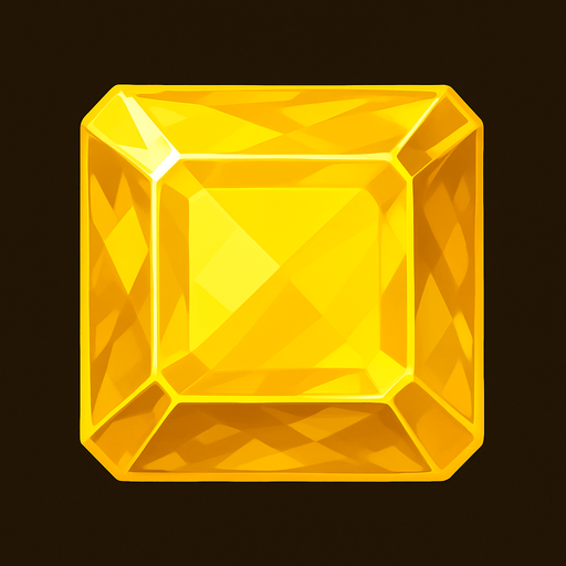 yellow gem square realistic.
In-Game asset.  2d.  High contrast.  No shadows