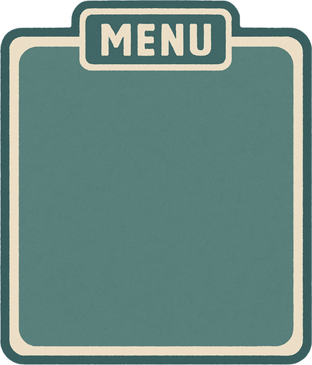 El fondo de un menu pqueño, este se dezpliga asi que deberia ser bonito, acorde a un menu rapido y de tipo retro. colores verde pastel o azul marino mate claro. con borde blanco, y que tenga una pestañita superior que diga menu como si fuera una carpeta.
In-Game asset.  2d.  High contrast.  No shadows