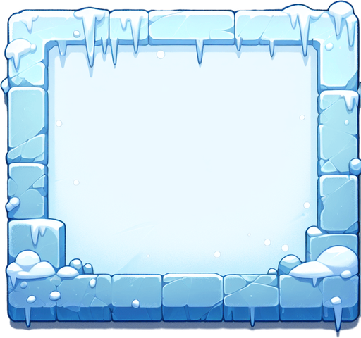 Frozen blank backboard rectangle. Cartoon. Single Game Texture. In-Game asset. 2d. Blank background. High contrast. No shadows. No outlines.