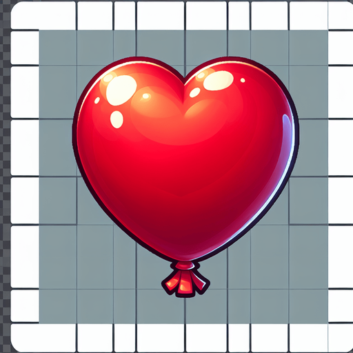 Red heart shaped balloon.
Single Game Texture.  In-Game asset.  2d.  Blank background.  High contrast.  No shadows