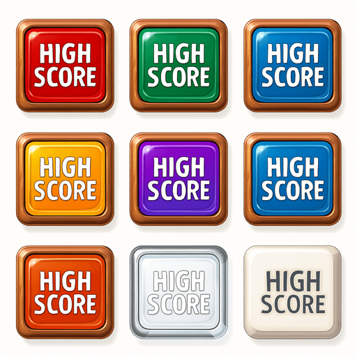 Pack of "High score" button of wood, with glass, different colors, transparent, mahjong style
In-Game asset.  High contrast.  No shadows. 3D