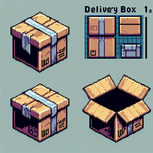 2 Delivery box : open and closed.
Retro gaming style. Sprite sheet 1x2. High Definition