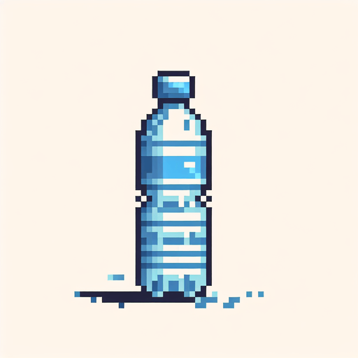 pixel art, a water bottle.
Blank background. High contrast. No shadows.